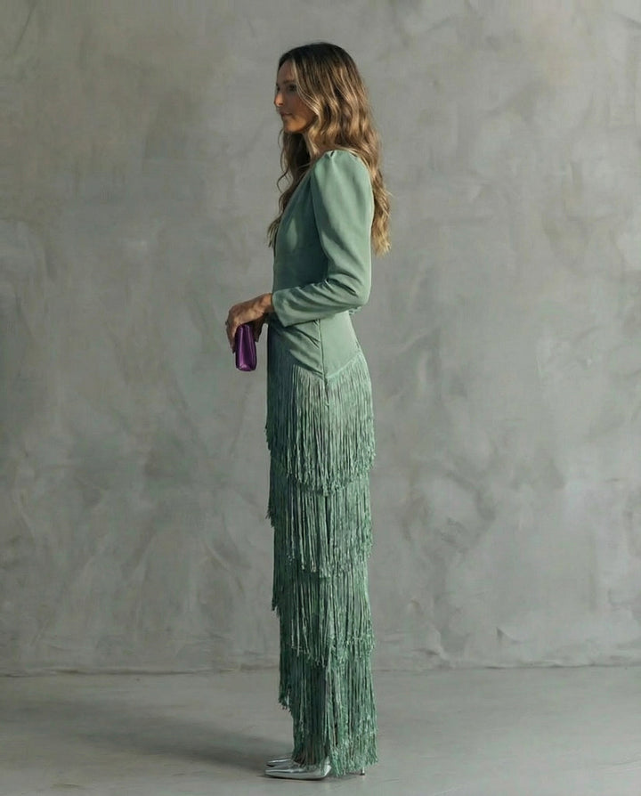 Erin | Elegant Three Quarter Sleeve Maxi Dress