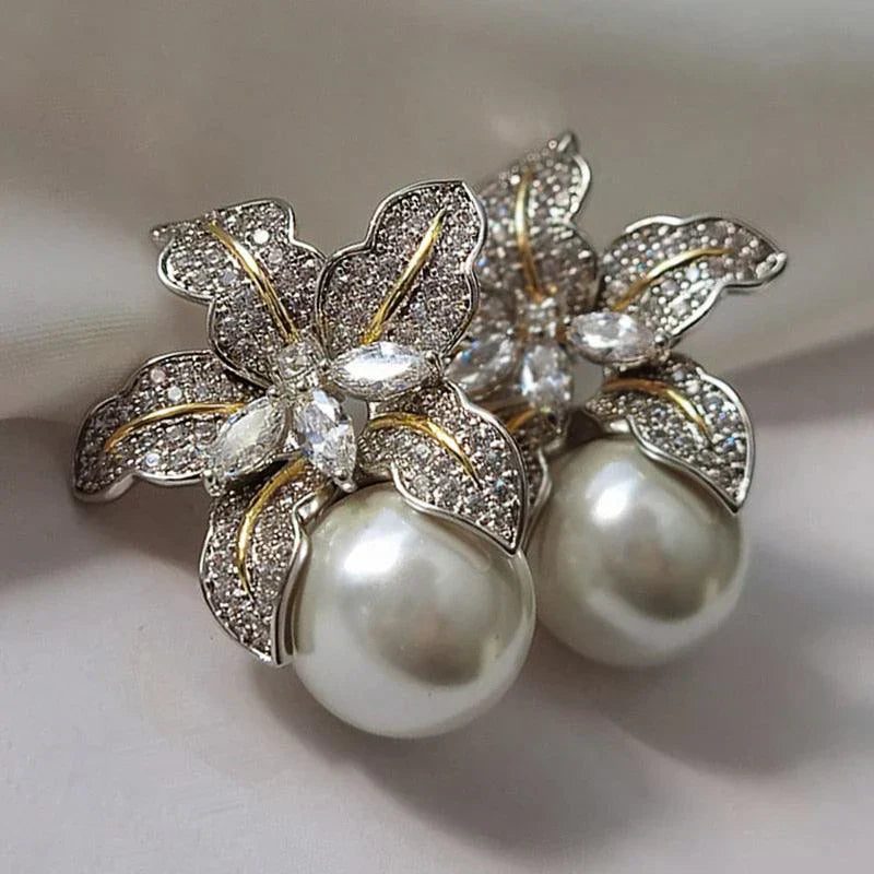 Exquisite Flower Pearl Earrings | Elegant Design Statement Accessories