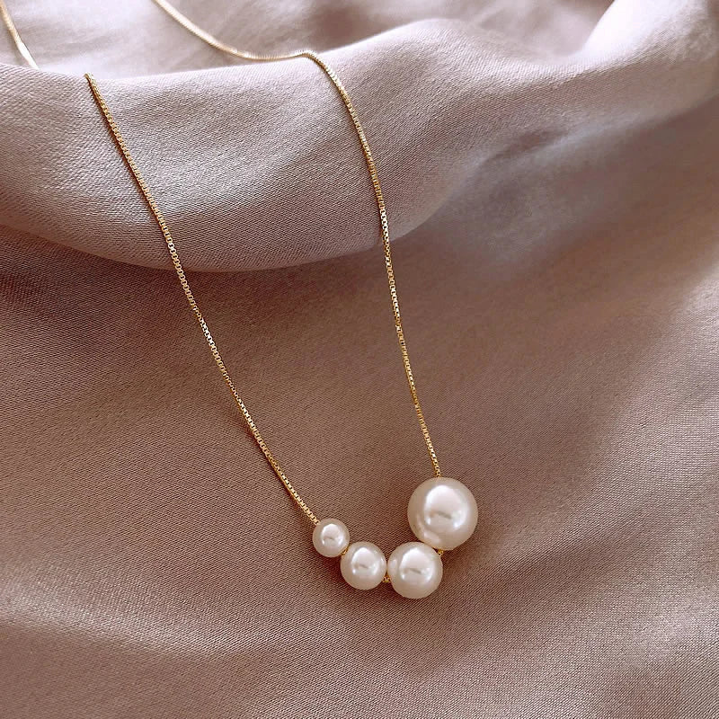 Floating Pearl Cluster Necklace | Elegant Beaded Design Jewelry