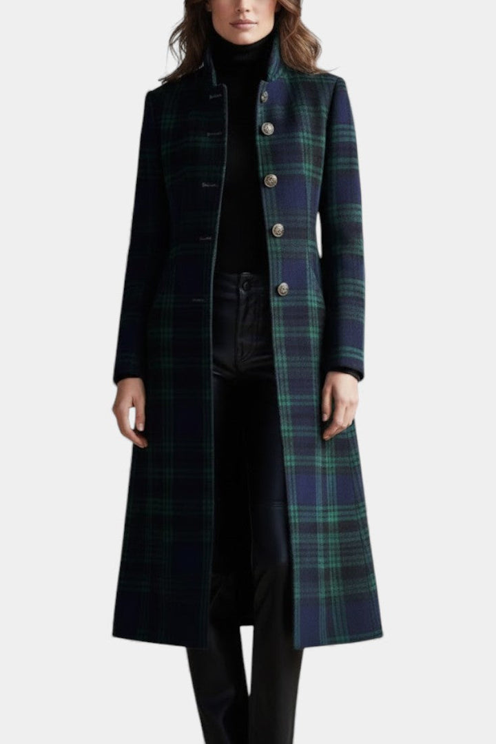 Nysa - Elegant Plaid Three Quarter Coat