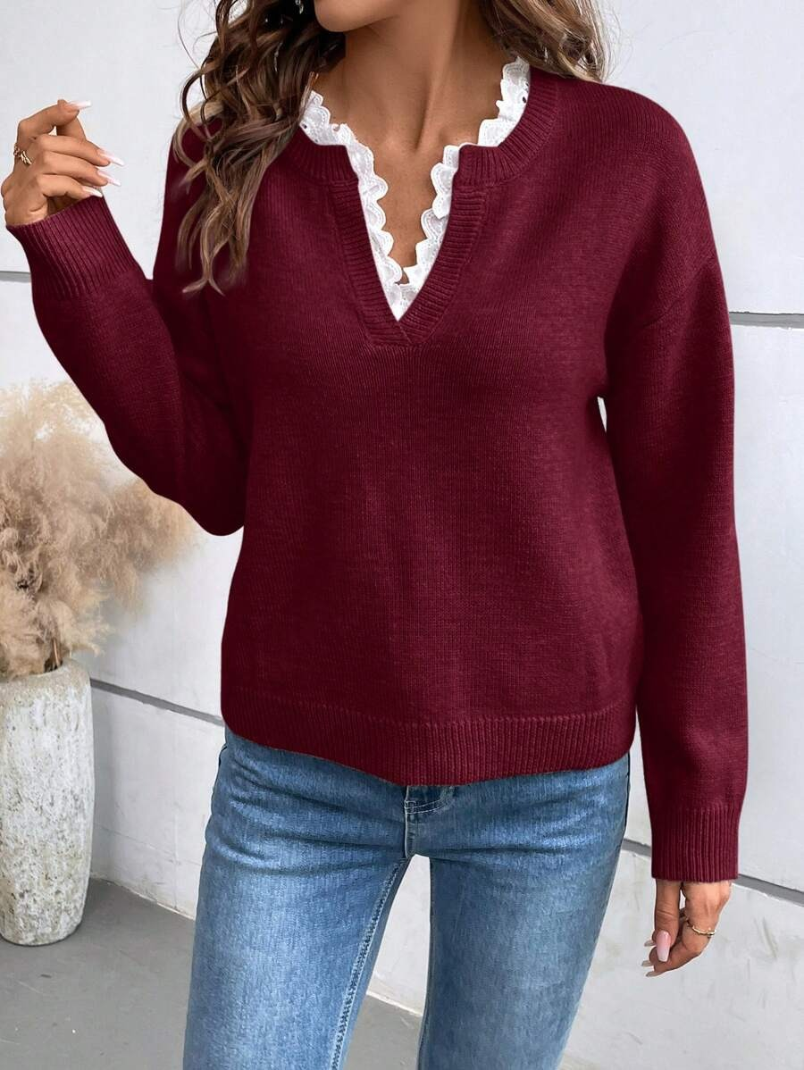 Gillian | Elegant V-Neck Knit Jumper