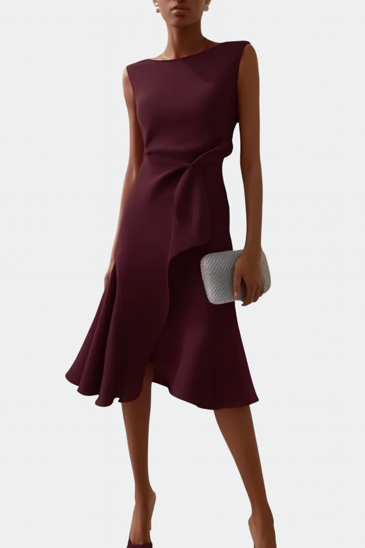 Amy's Wardrobe | Asymmetrical Draped Midi Dress