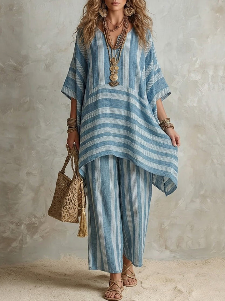 Irelyn - Chic Two-Piece Set with Textured Knit Top and Flowy Skirt