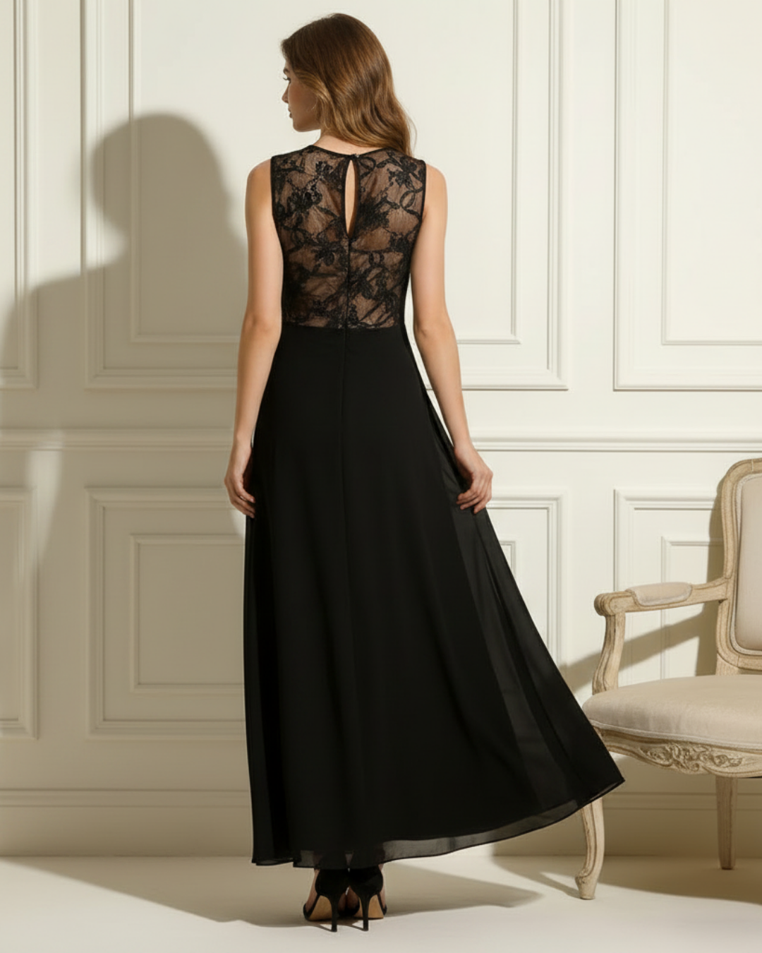 Glena | Elegant Three Quarter Sleeve Maxi Dress