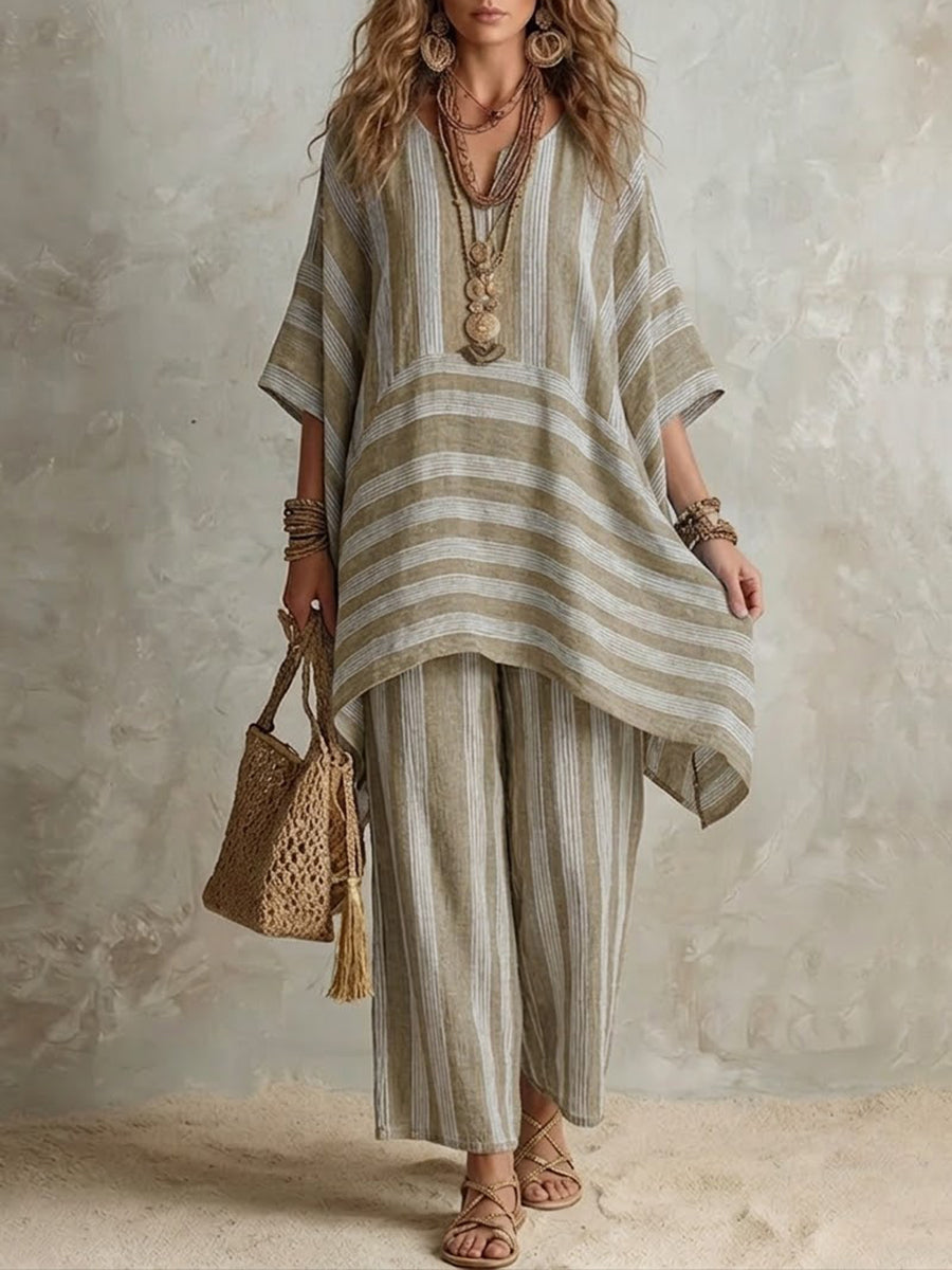 Irelyn - Chic Two-Piece Set with Textured Knit Top and Flowy Skirt