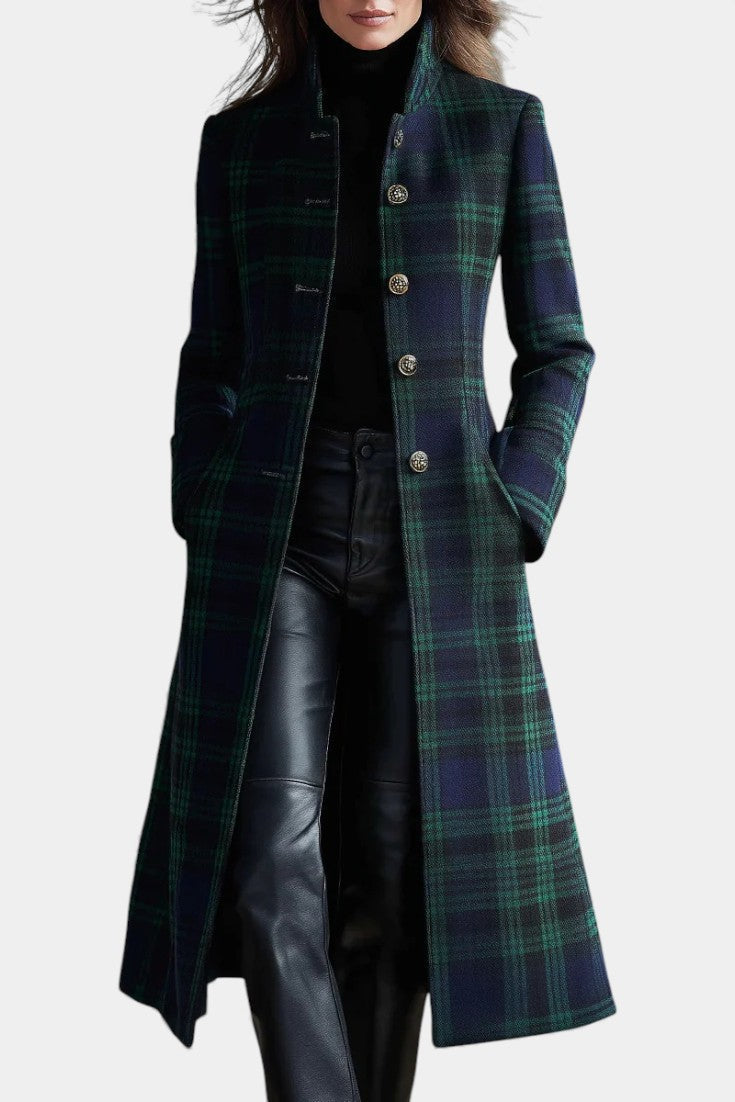 Nysa - Elegant Plaid Three Quarter Coat