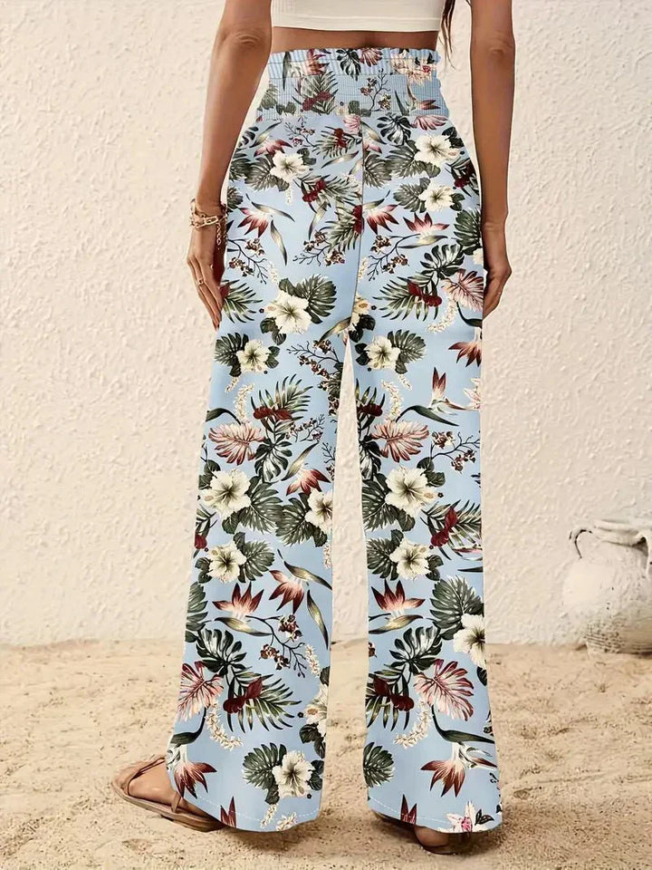 Leonie - Elegant Floral Print Three Quarter Trousers