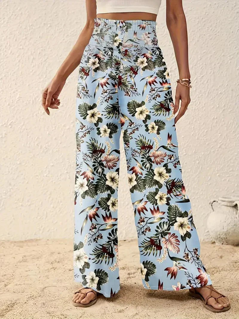 Leonie - Elegant Floral Print Three Quarter Trousers