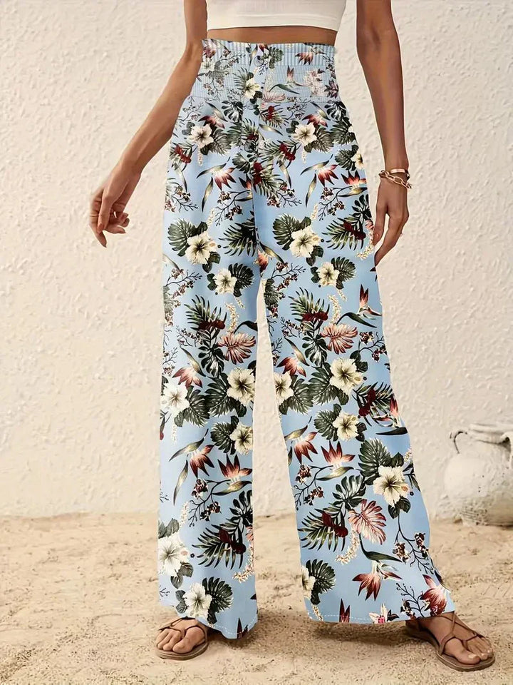 Leonie - Elegant Floral Print Three Quarter Trousers