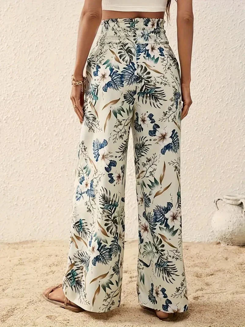 Leonie - Elegant Floral Print Three Quarter Trousers