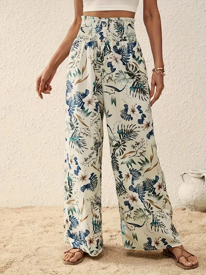 Leonie - Elegant Floral Print Three Quarter Trousers
