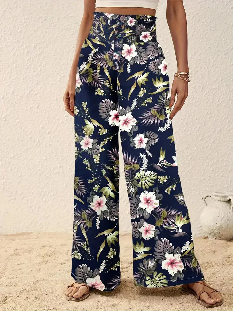 Leonie - Elegant Floral Print Three Quarter Trousers