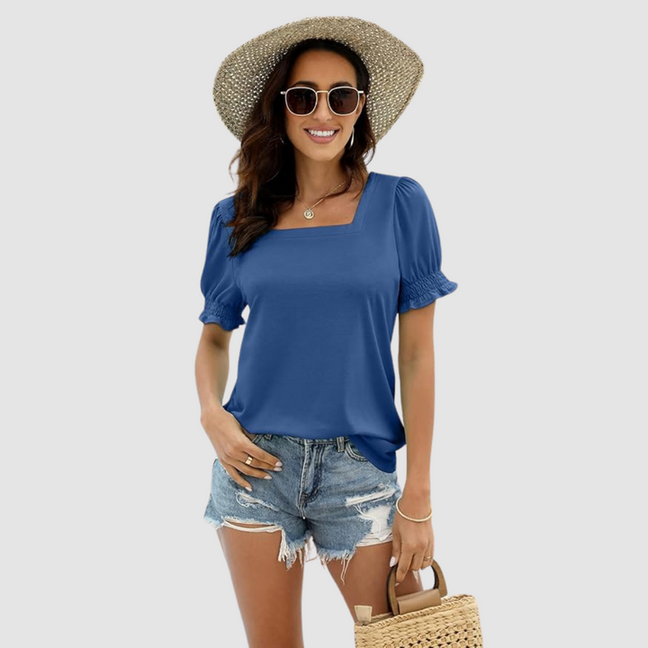 Célina | Square Neck Three Quarter Sleeve Top
