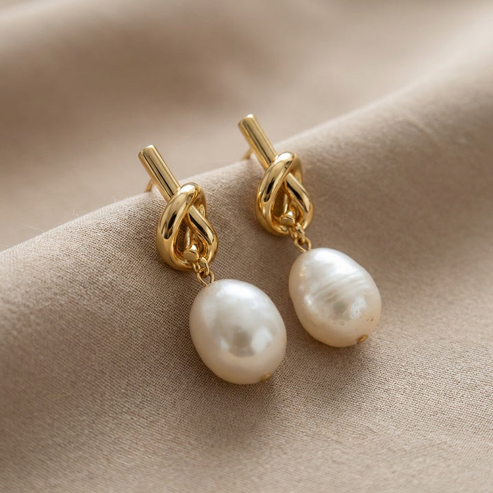 Knotted Pearl Elegance | Statement Earrings