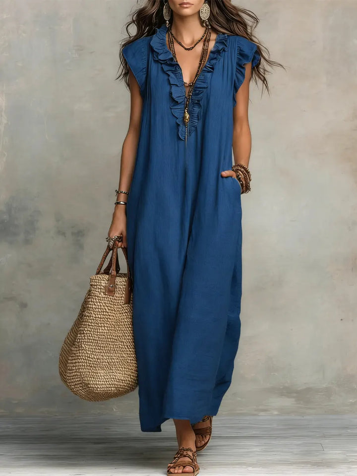 Charmaine | Floral Print Three Quarter Sleeve Maxi Dress