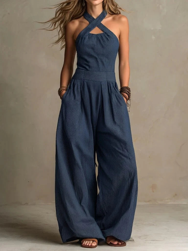 Kira | Elegant Jumpsuit with Three Quarter Sleeves and Belted Waist