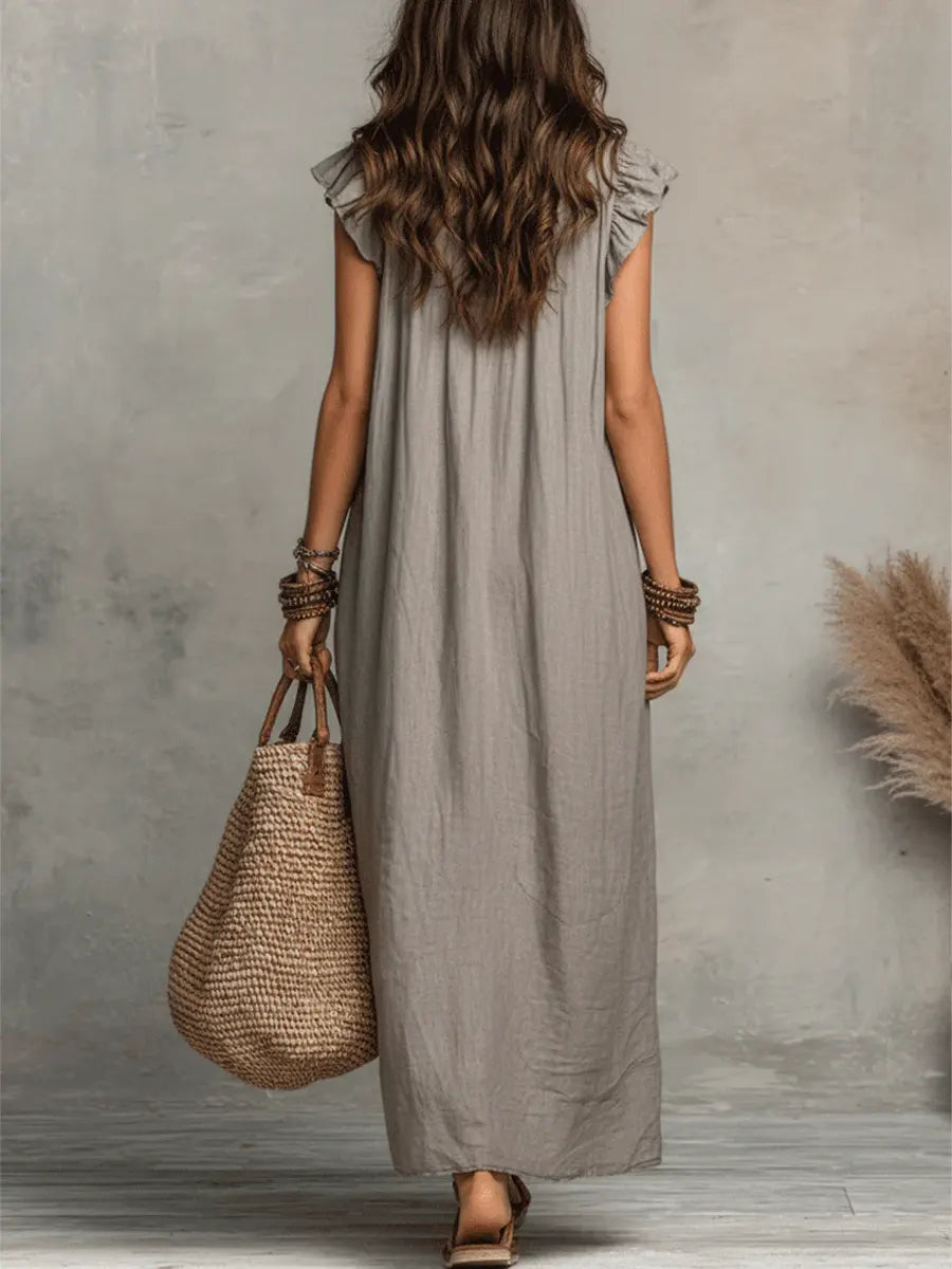 Charmaine | Floral Print Three Quarter Sleeve Maxi Dress