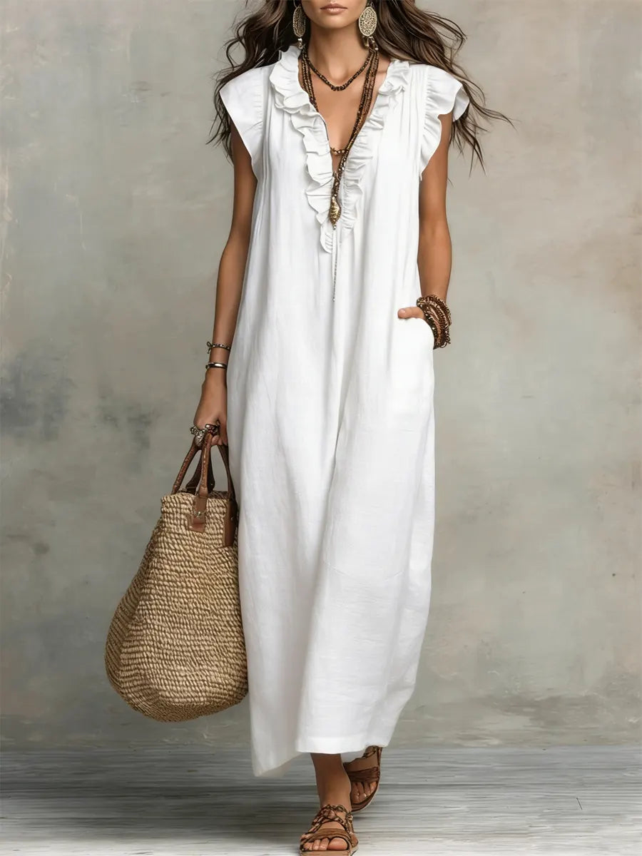 Charmaine | Floral Print Three Quarter Sleeve Maxi Dress