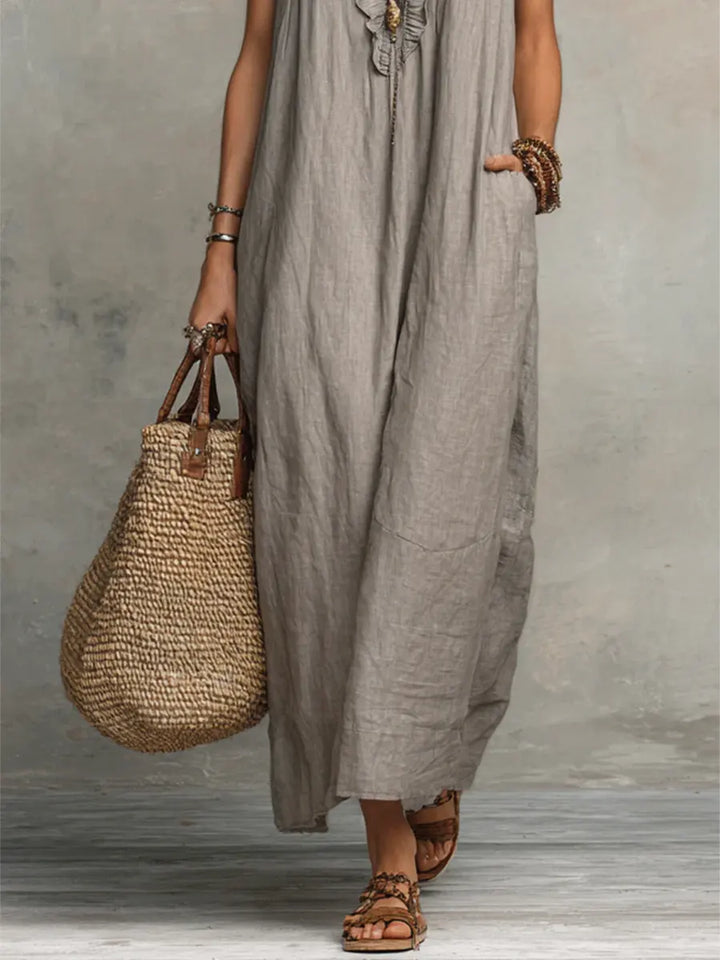 Charmaine | Floral Print Three Quarter Sleeve Maxi Dress