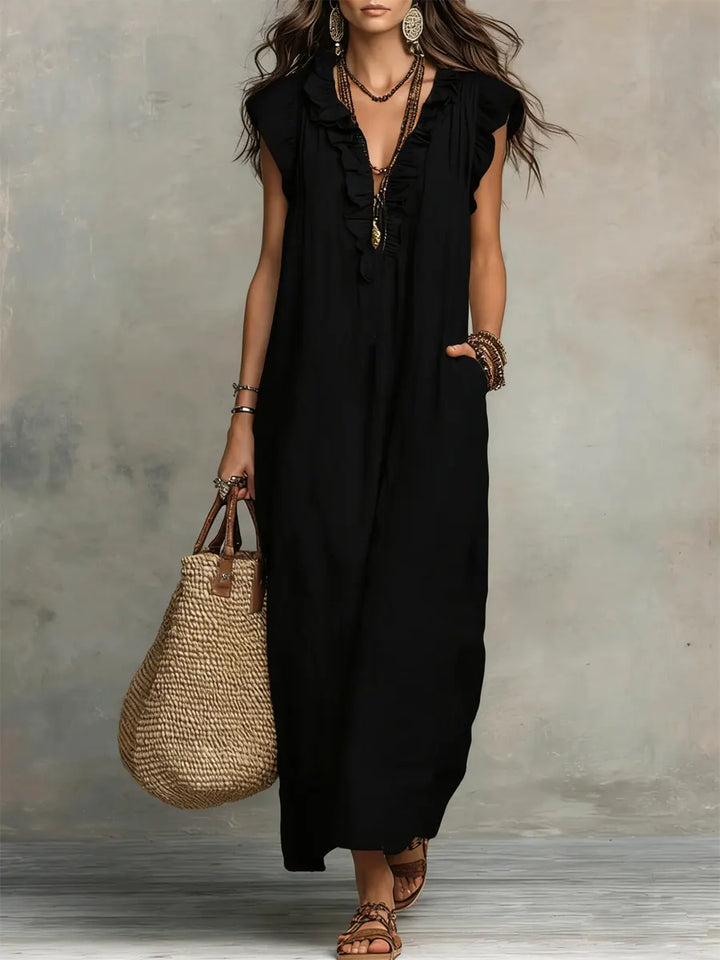 Charmaine | Floral Print Three Quarter Sleeve Maxi Dress