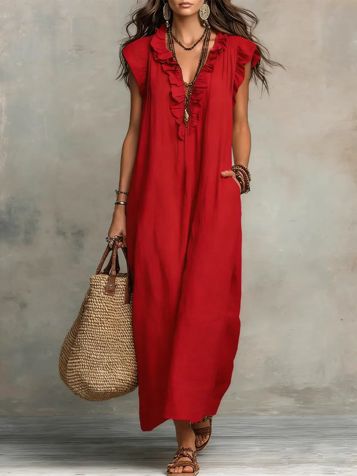 Charmaine | Floral Print Three Quarter Sleeve Maxi Dress