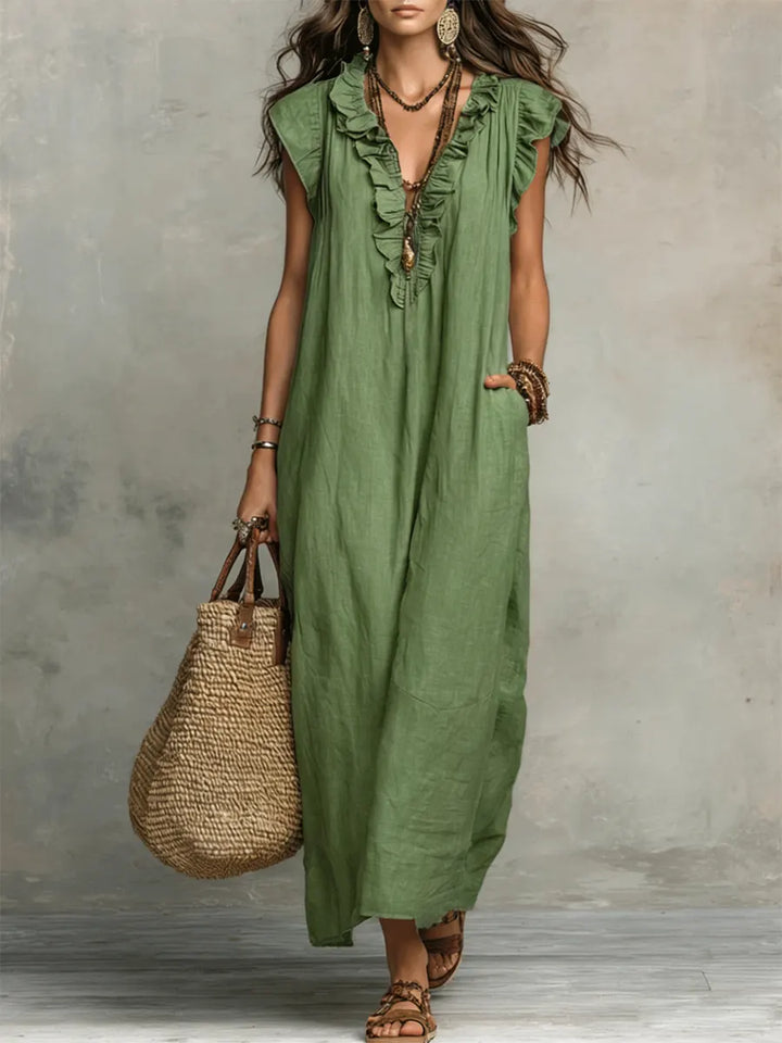 Charmaine | Floral Print Three Quarter Sleeve Maxi Dress
