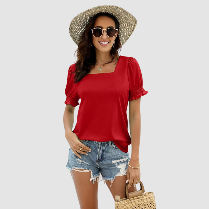 Célina | Square Neck Three Quarter Sleeve Top