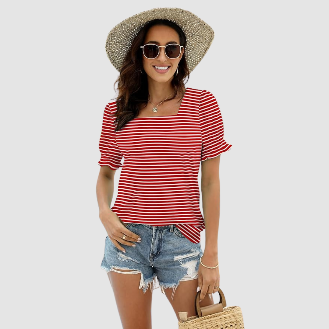Célina | Square Neck Three Quarter Sleeve Top