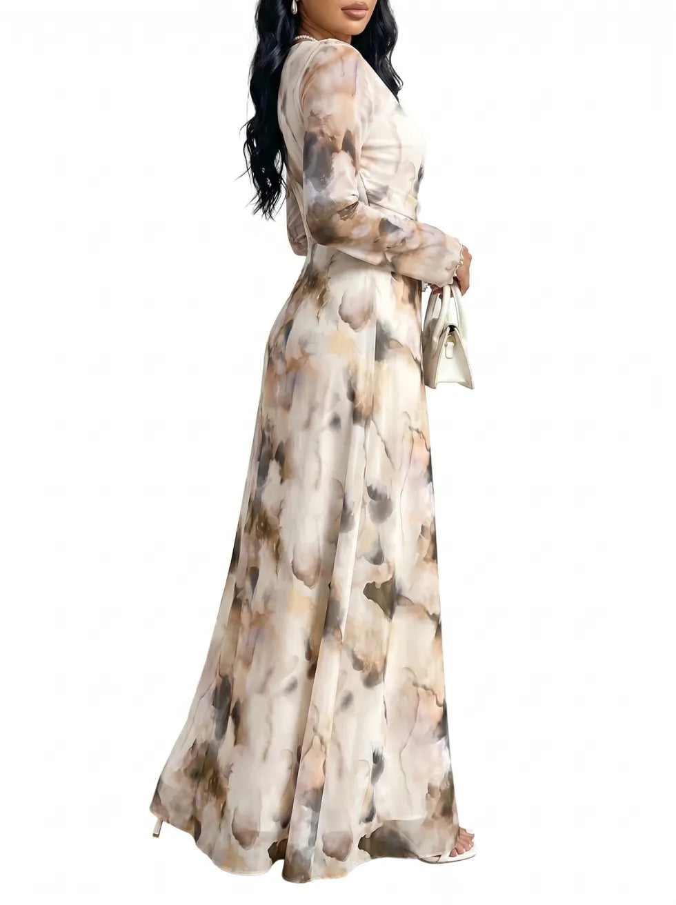 Trish™ Elegant Dress | Floral Print Three Quarter Sleeve Midi Dress