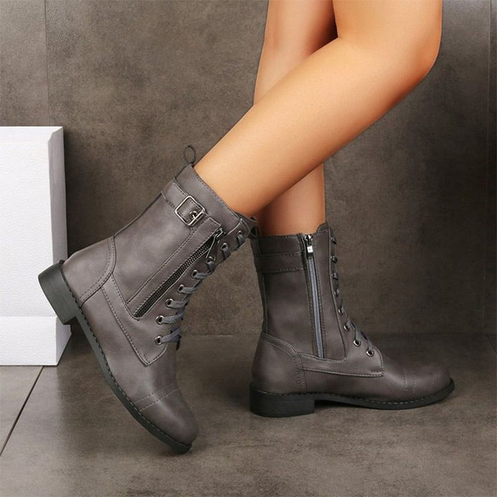 Liana Chic | Round-Toe Leather Boots
