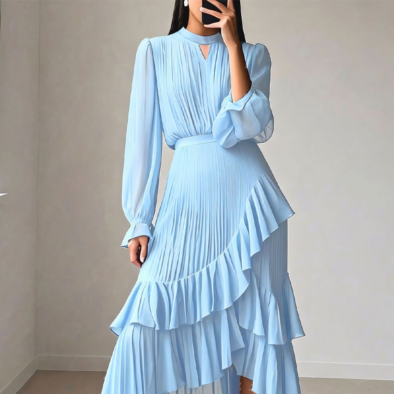 Dianna | Pleated, Elegant, Three Quarter Sleeve Midi Dress