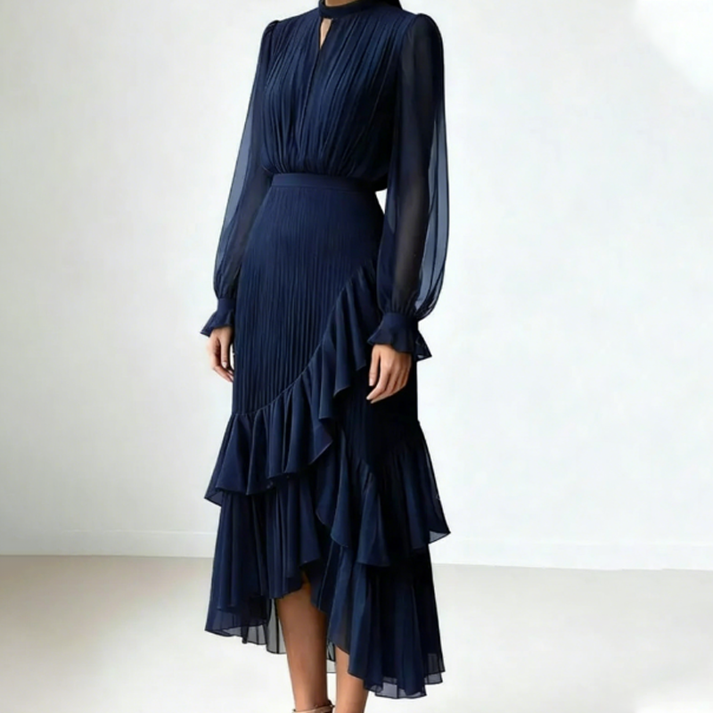 Dianna | Pleated, Elegant, Three Quarter Sleeve Midi Dress