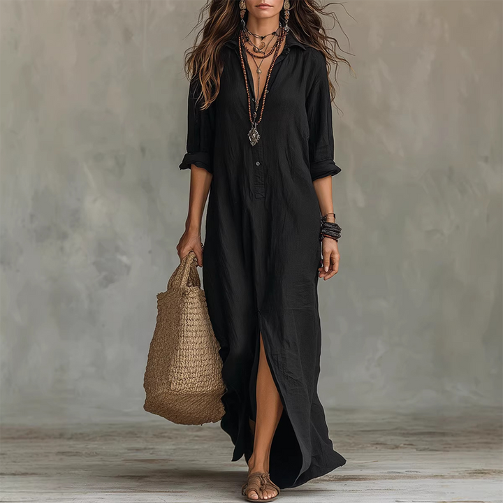 Neva | Relaxed Fit Three Quarter Sleeve Midi Dress