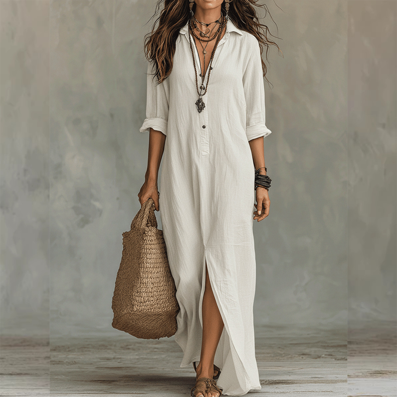 Neva | Relaxed Fit Three Quarter Sleeve Midi Dress