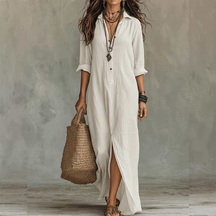 Neva | Relaxed Fit Three Quarter Sleeve Midi Dress