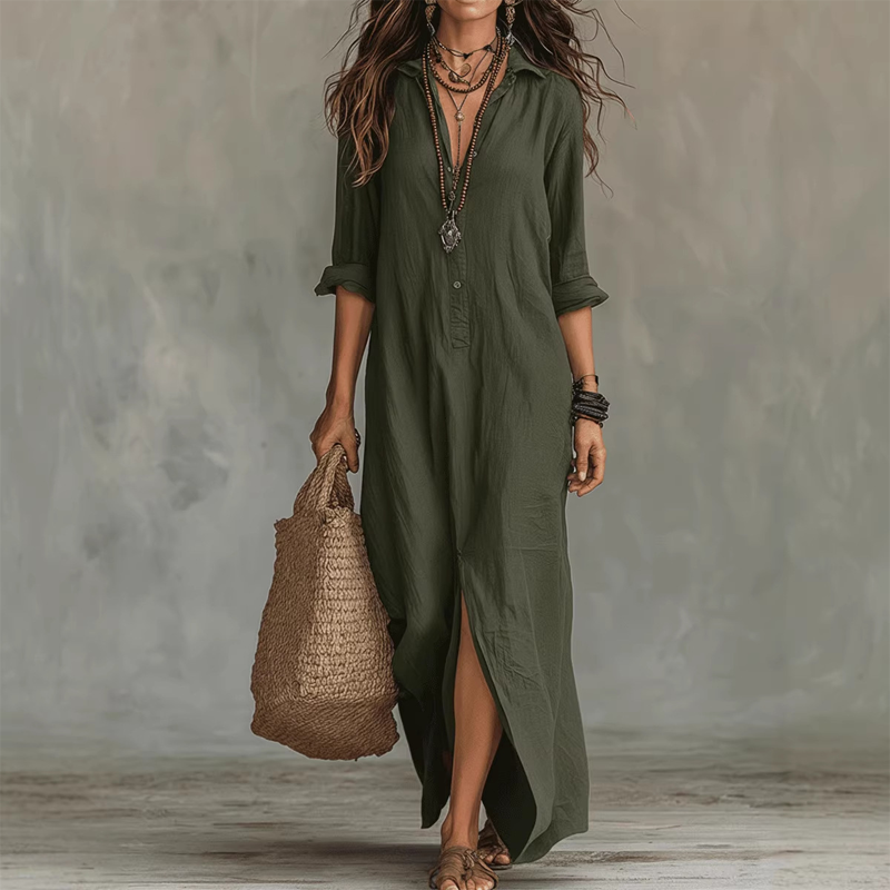 Neva | Relaxed Fit Three Quarter Sleeve Midi Dress