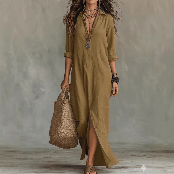 Neva | Relaxed Fit Three Quarter Sleeve Midi Dress