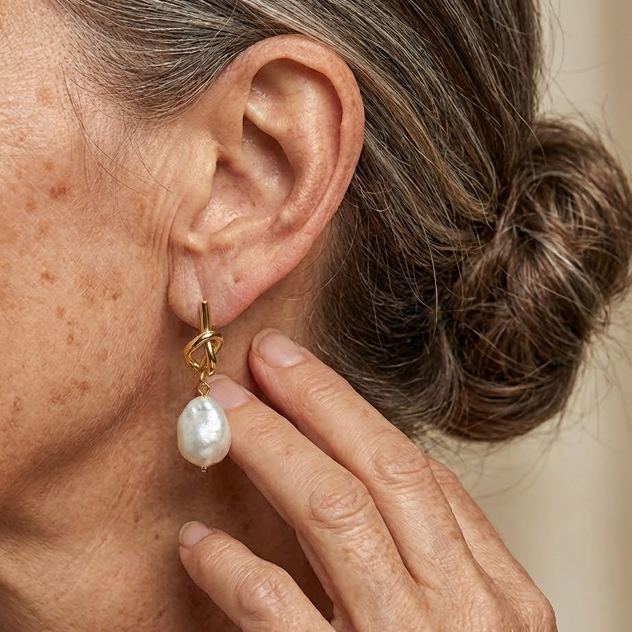 Knotted Pearl Elegance | Statement Earrings