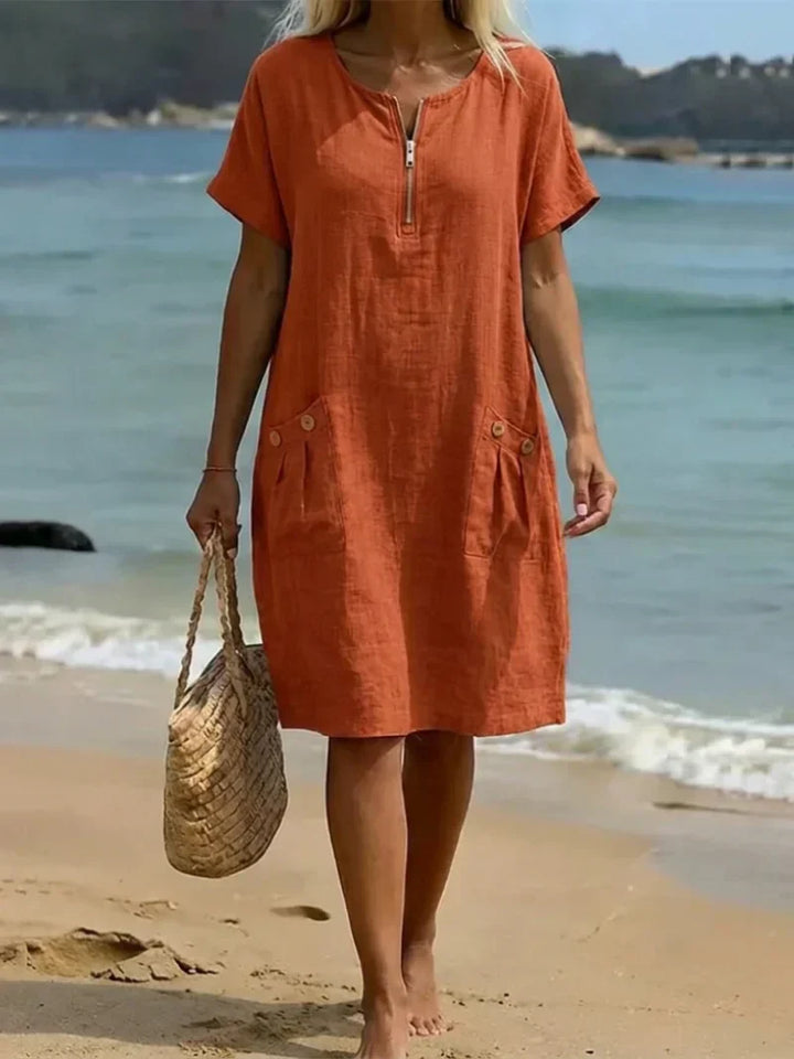 Amy's Wardrobe | Elegant Zip-Front Maxi Dress