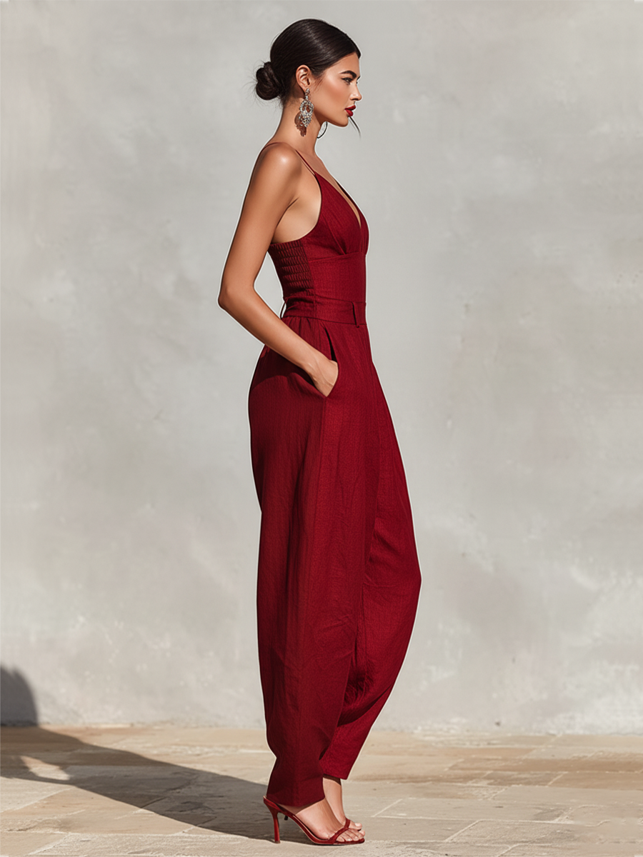 Hellen | Chic Jumpsuit with Belted Waist and Wide Legs