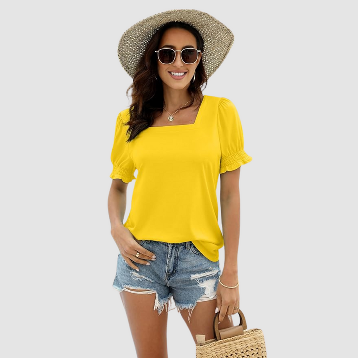 Célina | Square Neck Three Quarter Sleeve Top